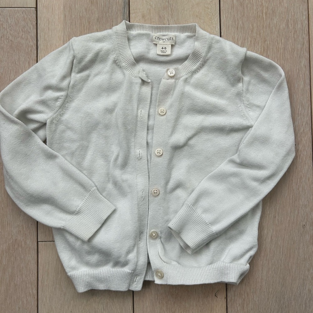 Crewcuts Kids White Cardigan Size 4-5 GUC